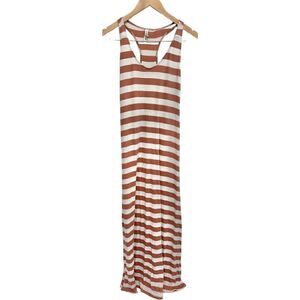 RVCA Maxi Dress Size Small Striped Sleeveless Womens Ribbed Tan White